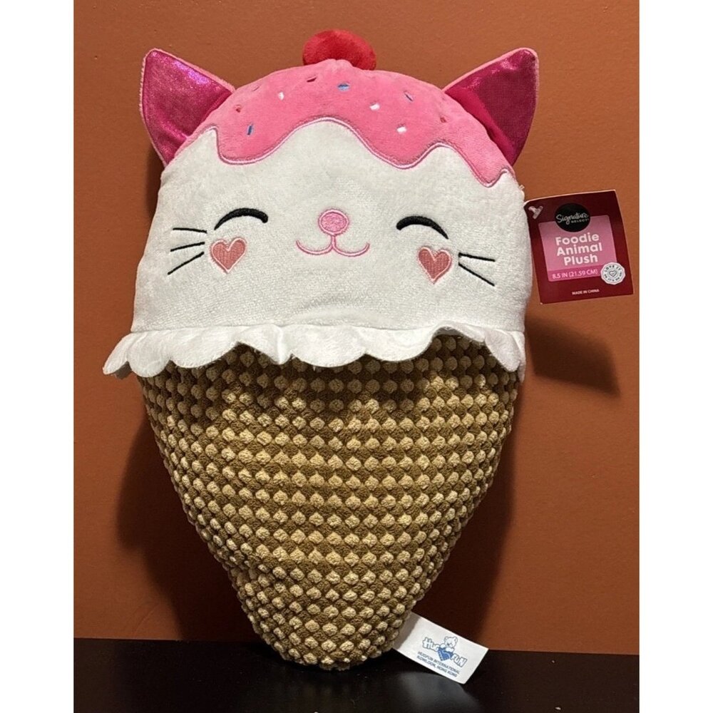 Hug Fun Signature Select Foodie Animal Plush Stuffed Cat In Ice Cream Cone Pink